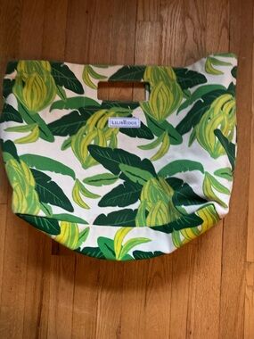 LILIBRIDGE Tropical Canvas Zip Pouch in Green & Yellow